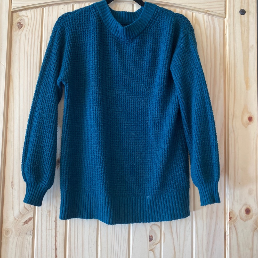 Blue waffle knit sweater